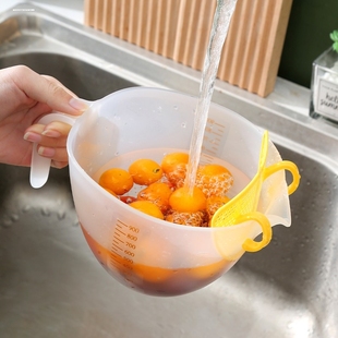 蛋液过滤量杯带刻度塑料打蛋杯鸡蛋烘焙厨房淘米碗带过滤玩计量杯
