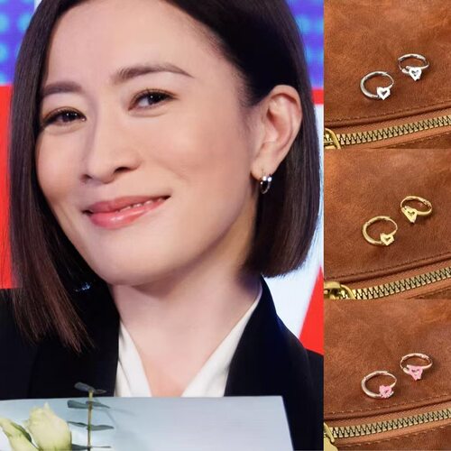 新闻女王MAN姐文慧心同款钉子耳圈高级感INS风超闪锆石外贸耳环女