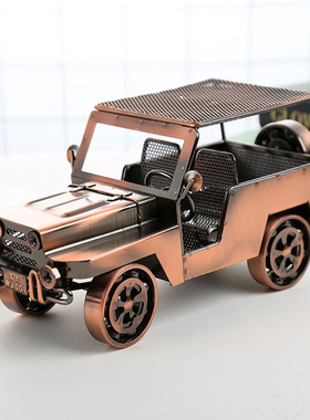 供应铁艺吉普车模型 欧式摆件创意家居装饰品复古工艺品jp1