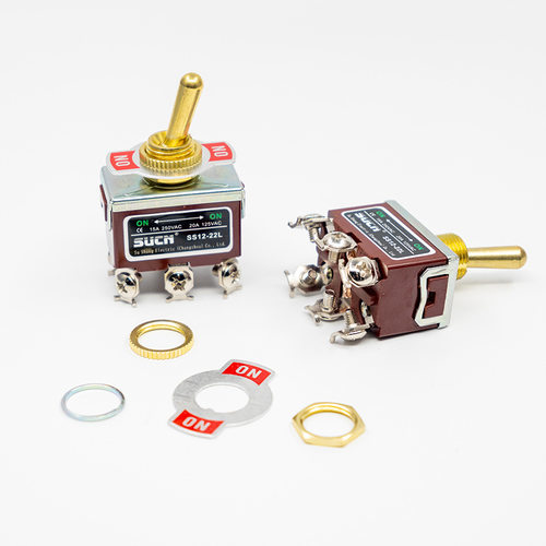 苏上Sucn黄铜金色开关摇臂手柄中继多控12mm拨杆2档6脚SS12-22L