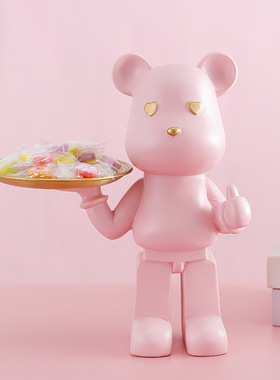 北欧轻奢暴力熊托盘摆件创意客厅玄关钥匙收纳家居乔迁装饰摆设