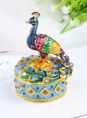 珐琅镀彩创意金属工艺品客厅家居饰品孔雀摆件鱼虫鸟兽礼纪念品