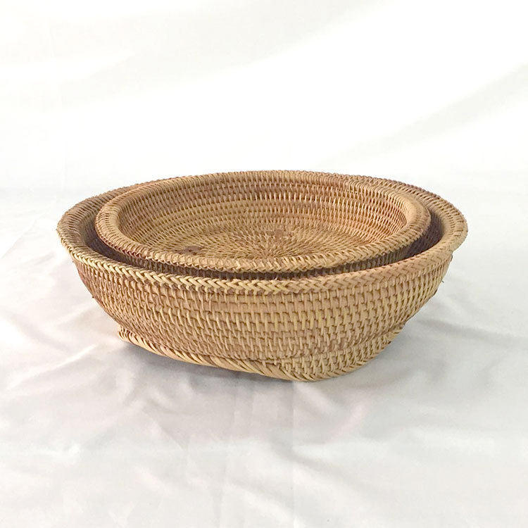 越南藤编织筐 手工编织工艺品 天然藤编水果盘 收纳篮 收纳篮子