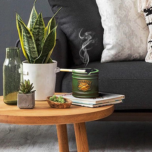 复古潮流美式树脂带盖烟缸工业风奶茶店铺桌上个性装饰烟灰缸