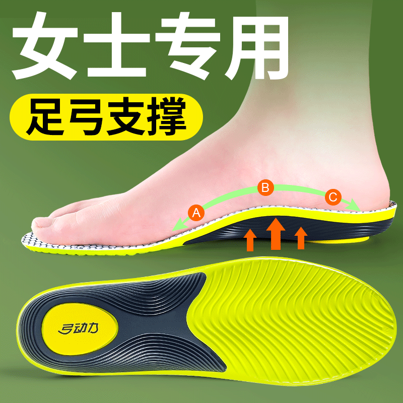 女士足弓支撑舒适鞋垫扁平足专业狗哥鲸鱼防脚痛tpu腿型足外翻