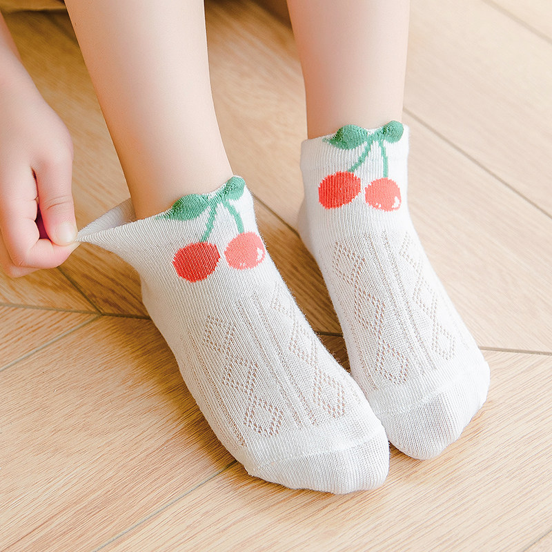 夏季女童超薄短袜透气可爱卡通女孩宝宝船袜春秋儿童网眼袜子纯棉