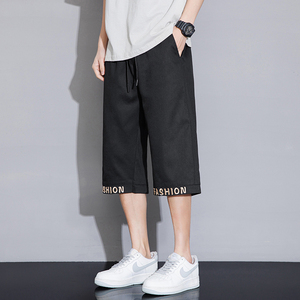 M-8XL大码胖男生印花宽松七分裤休闲运动短裤男 K63-P30 控49图片