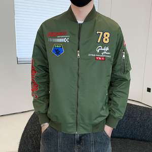 秋冬M-8XL胖子男士棒球领休闲大码夹克飞行服外套上衣 JK8278-P7图片
