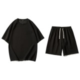 夏季M-8XL大码胖男生假两件宽松休闲运动短袖套装TZ01-P50控69，男装休闲套装，星座209