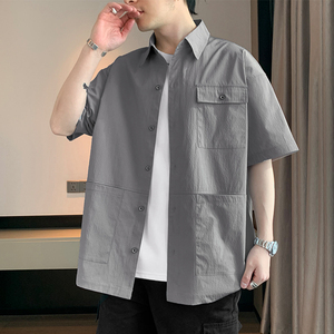 夏季大码M-8XL休闲开衫胖子衬衫男装短袖男外套 TX2088-P45 控79图片