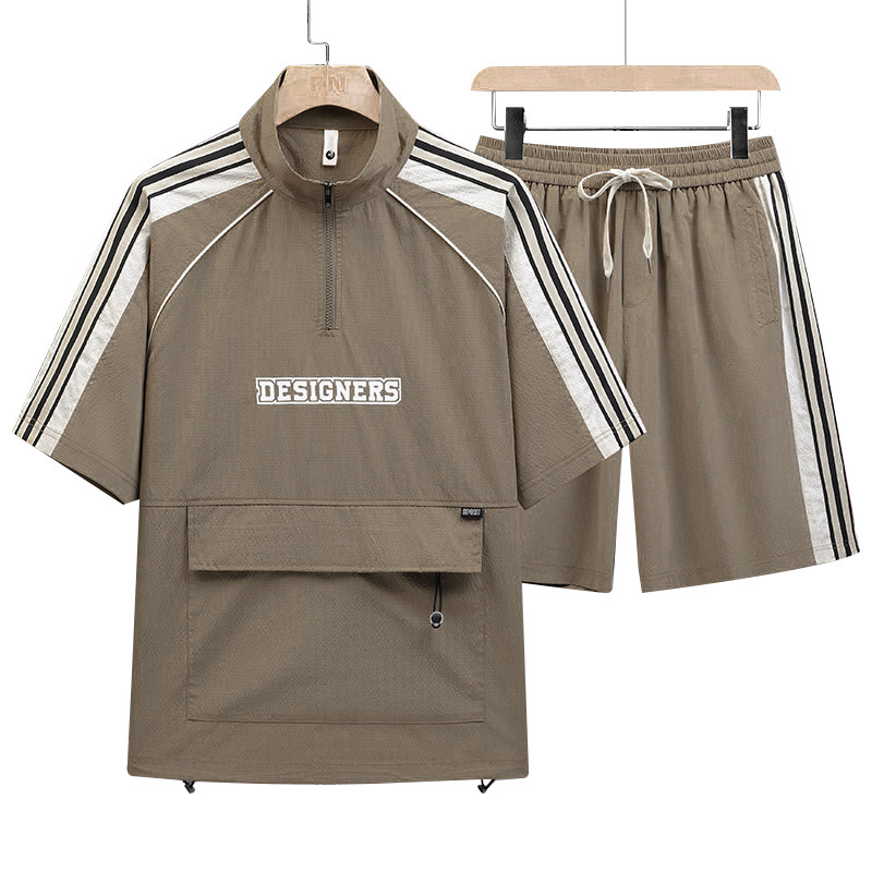 M-8XL大码胖男生时尚宽松五分裤休闲运动套装男TZ35077-P72控138,男装休闲套装,星座209