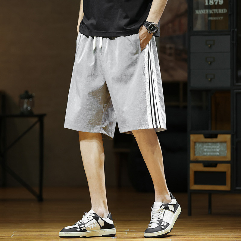 M-8XL大码胖男生白条宽松五分裤休闲运动短裤男K5077-P32控69,男装牛仔裤,星座209