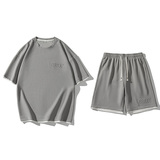 夏季M-8XL大码胖男生假两件宽松休闲运动短袖套装TZ01-P50控69，男装休闲套装，星座209