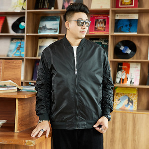 秋冬M-8XL胖子男士棒球领休闲大码夹克飞行服外套上衣 JK8277-P60图片
