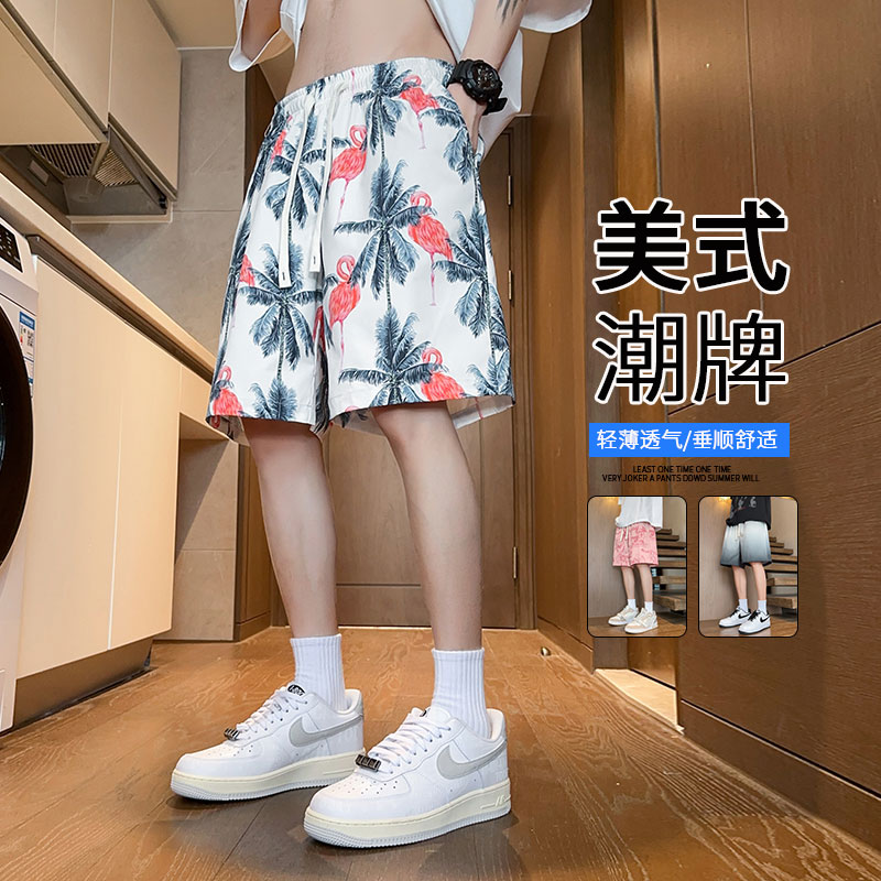 夏季M-8XL大码胖男生宽松五分裤 休闲运动短裤男沙滩裤男K56-P25图片