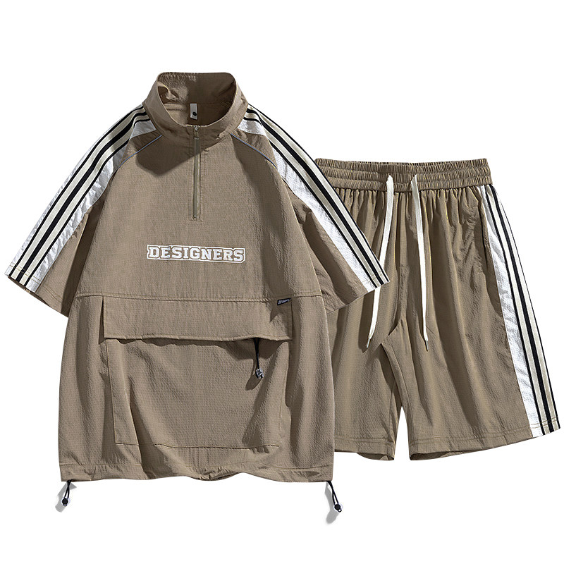 M-8XL大码胖男生时尚宽松五分裤休闲运动套装男TZ35077-P72控138,男装休闲套装,星座209