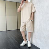 夏季M-8XL大码胖男生假两件宽松休闲运动短袖套装TZ01-P50控69，男装休闲套装，星座209