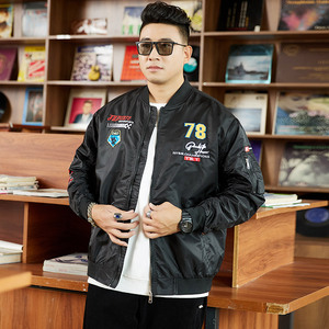 秋冬M-8XL胖子男士棒球领休闲大码夹克飞行服外套上衣 JK8278-P70图片