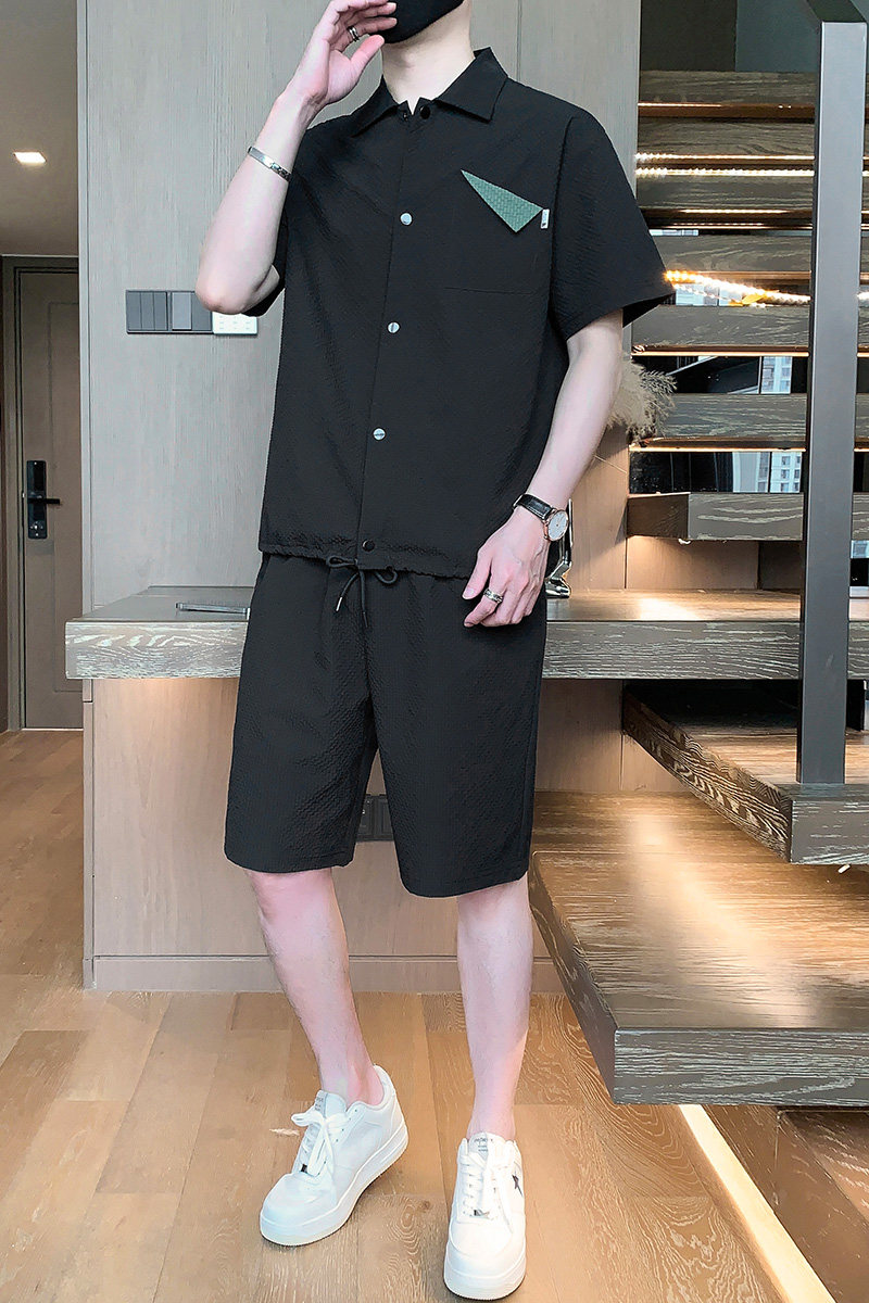胖男生M-8XL大码男士短袖套装休闲运动两件套TZ35055-P57控88,男装T恤,星座209