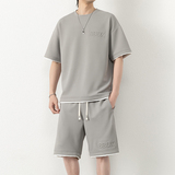 夏季M-8XL大码胖男生假两件宽松休闲运动短袖套装TZ01-P50控69，男装休闲套装，星座209