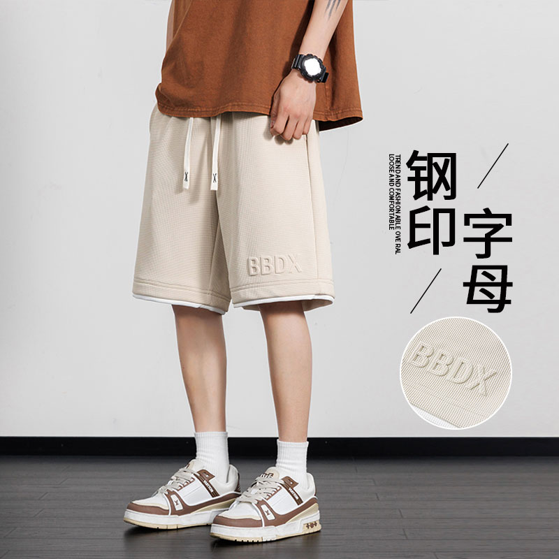 M-8XL大码胖男生假两件宽松五分裤休闲运动短裤男  K58-P28 控39图片