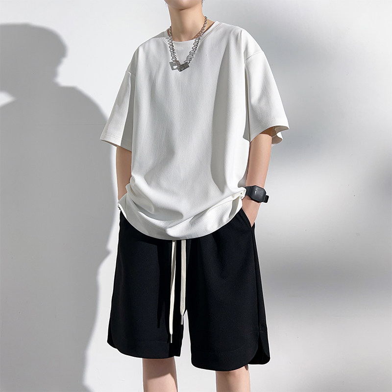 M-8XL大码胖男生时尚宽松五分裤休闲运动圆领套装男TZ35078-P50,男装休闲套装,星座209