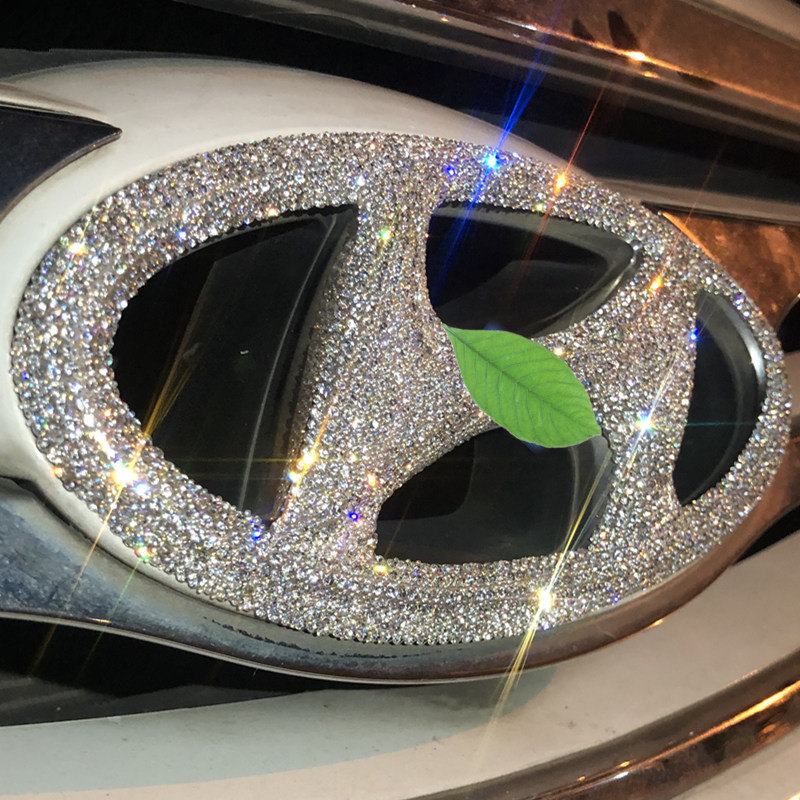 适用于现代车标镶钻朗动悦纳途胜名图ix25IX35前后改装饰车贴钻石