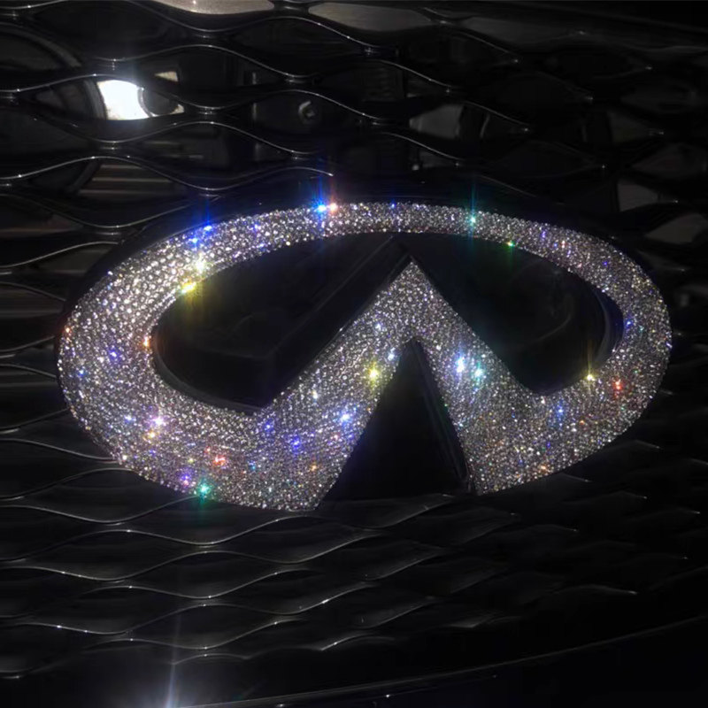 适用于英菲尼迪车标镶钻q60q70qx80qx50g25q50l汽车装饰车贴钻石
