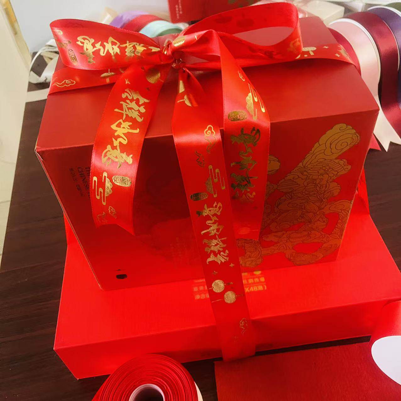 新中式红色国风丝带福字装饰绸带春节喜庆用品彩带水果绑带节日带