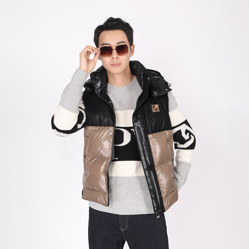 PLEIK PHOLPPE普莱克翡丽2024冬季外穿无袖背心白鸭绒羽绒马甲男