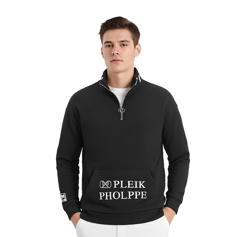 pleik pholppe普莱克翡丽男装2024秋季新款轻奢时尚印花立领卫衣