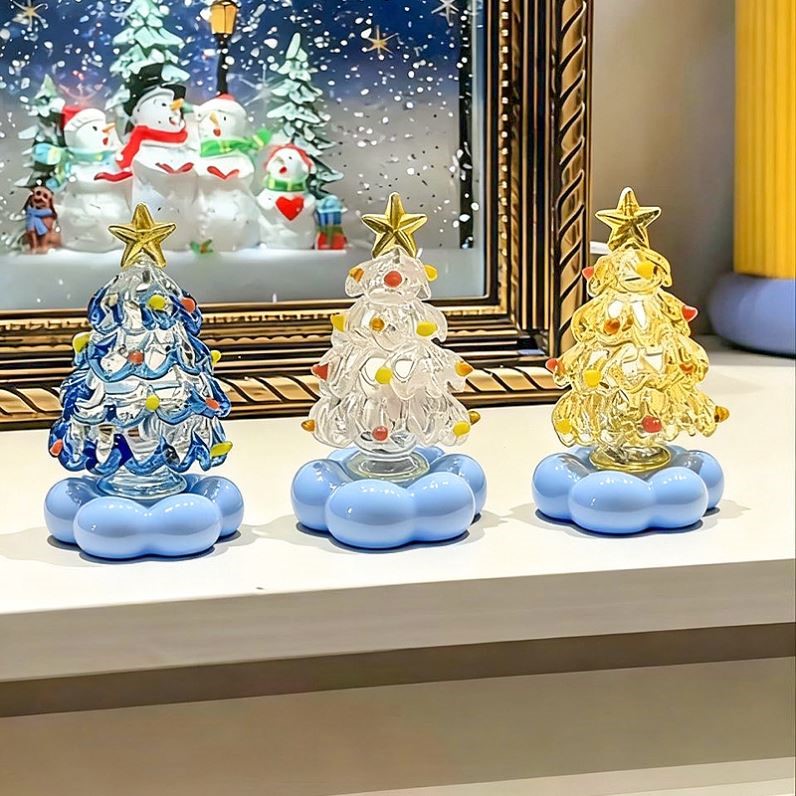 【现货】转转玻璃小圣诞树装饰摆件桌面淄博琉璃圣诞节装饰品礼物