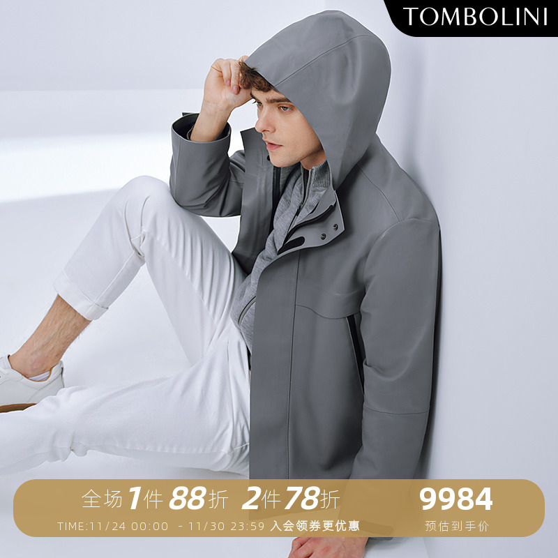 TOMBOLINI羊皮连帽休闲外套