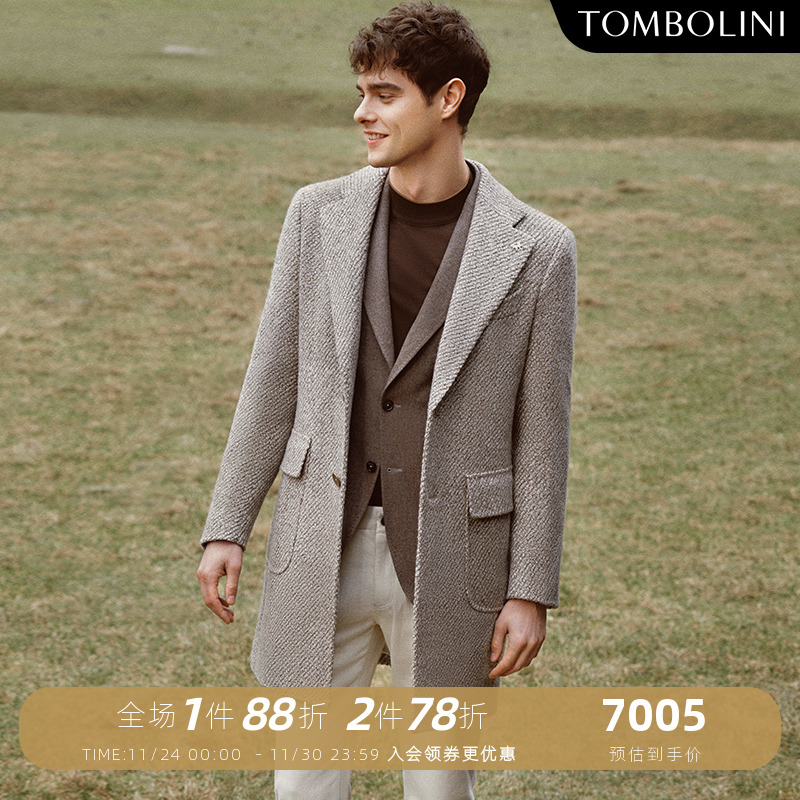 TOMBOLINI中长款100%羊毛大衣