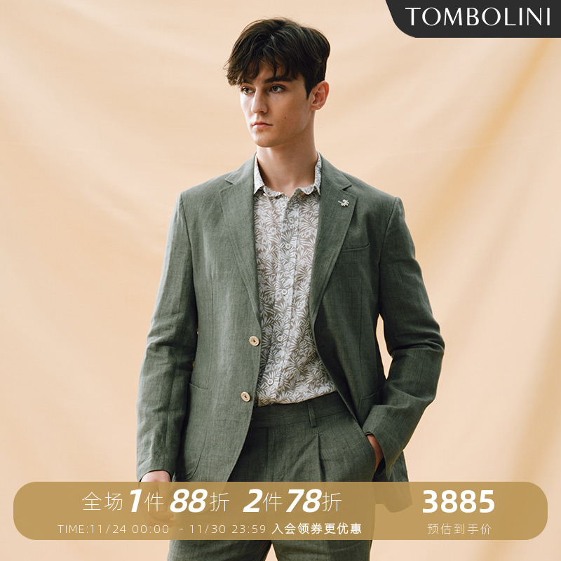 100%亚麻东博利尼休闲西服