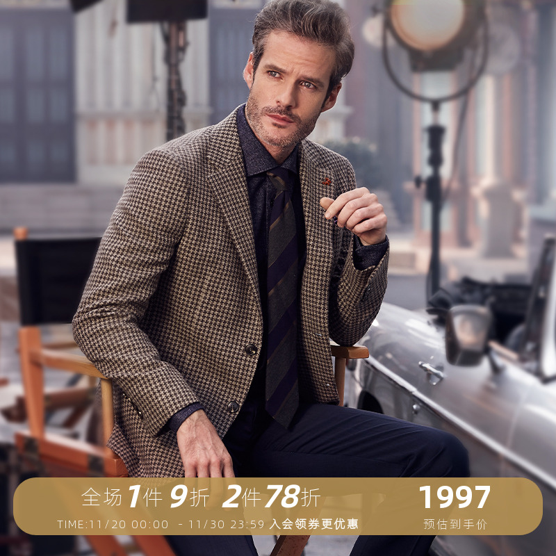 秋冬外套休闲绅士灰色西装西服