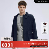 TOMBOLINI 东博利尼男士 秋冬100%羊毛户外休闲风衣外套帽子可拆卸