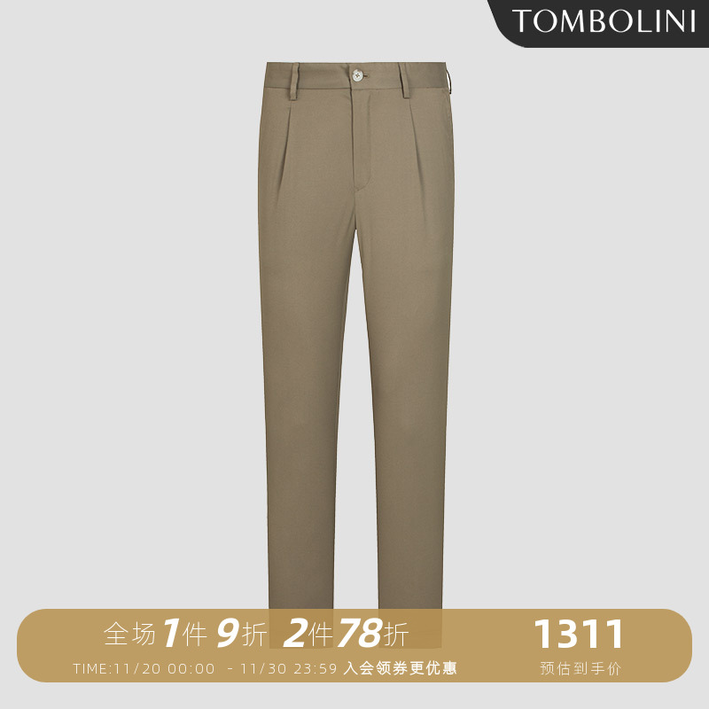 东博利尼意式卡其绿色休闲裤