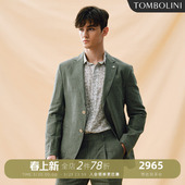 外套男 东博利尼春夏轻薄亚麻休闲西装 绿色休闲单西 100%亚麻