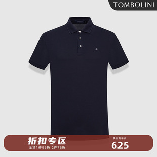 TOMBOLINI東博利尼夏季 男藏青色商務紳士簡約休閑t恤衫 短袖 Polo衫