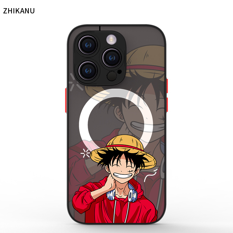 智卡奴 动漫路飞magsafe磁吸壳苹果15手机壳男iphone14防摔13pro新款12mini卡通11promax适用于xs磨砂xr镜头