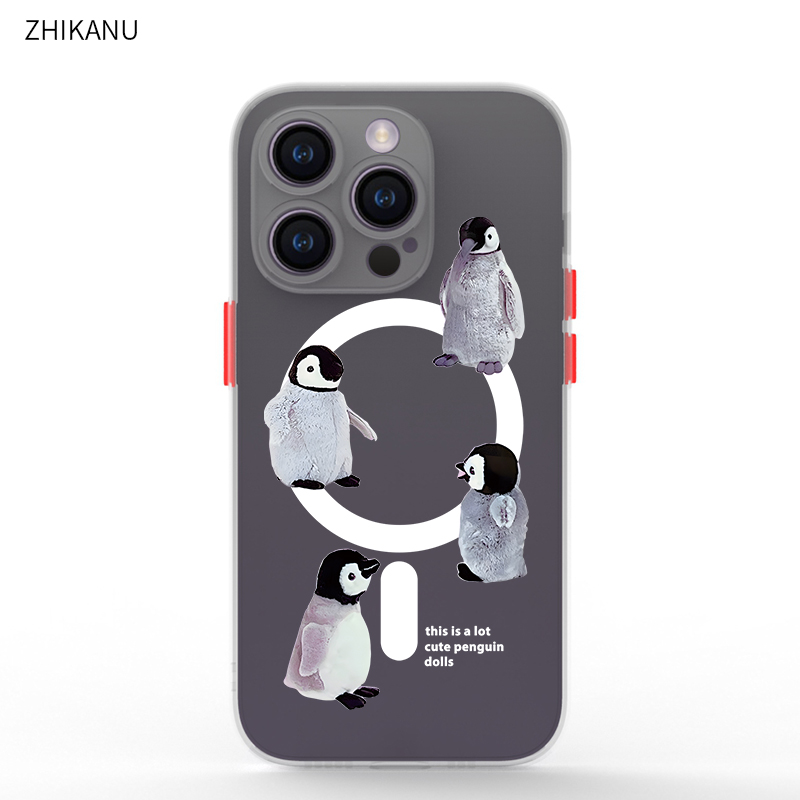 苹果手机壳磁吸可爱新款透明企鹅