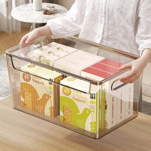 桌面收纳盒化妆品口红零食透明筐护肤品镜柜梳妆台杂物PET盒子