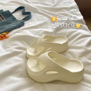 泰兰德暴走 潮 6cm厚底增高人字拖女度假沙滩海边夹趾防滑凉拖鞋