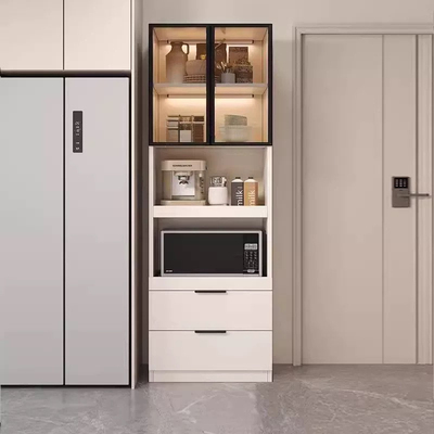 定制冰箱边柜厨房微波炉烤箱置物架实木抽拉餐边柜靠墙一体储物柜