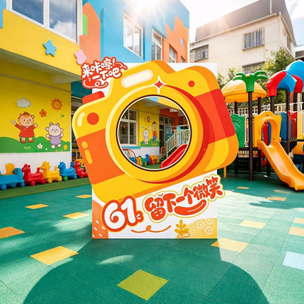 六一儿童节场景布置61小学班级活动道具氛围装饰打卡拍照框KT展板