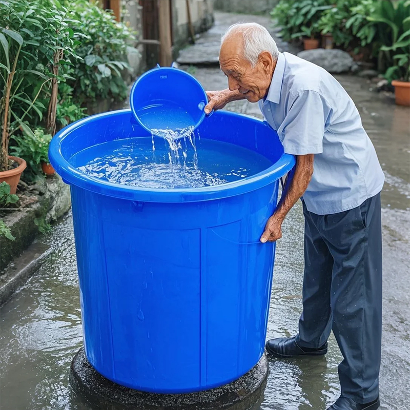 大号加厚塑料水桶带盖超大容量圆形桶家用储水发酵厨房胶桶储水桶