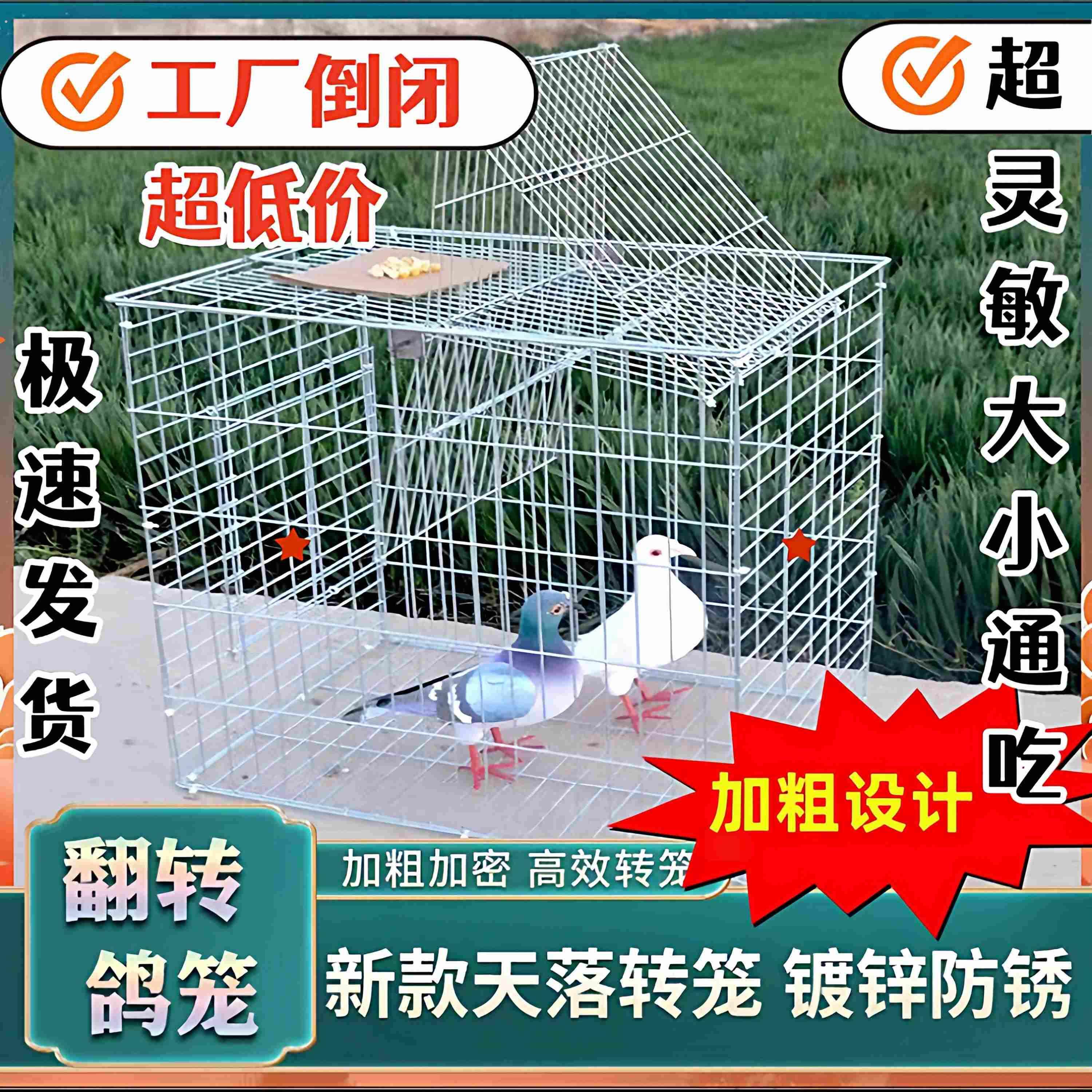 新款鸽笼自动天落鸟笼旋转笼翻板笼户外加粗鸽子养殖专用祇进不出