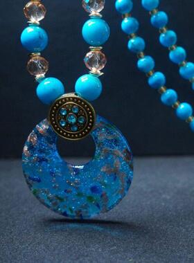 波西米亚民族风项链百搭挂饰挂件复古配饰品长版毛衣链女装饰挂链