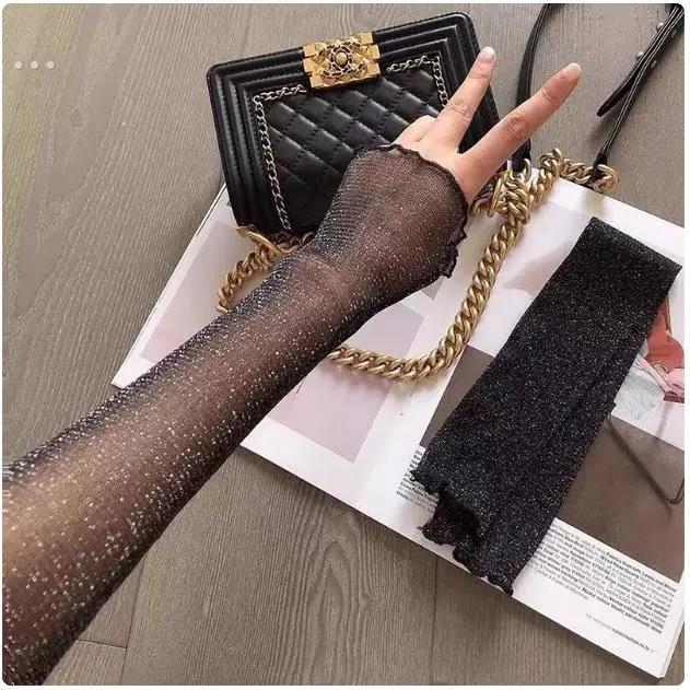 夏季开 车防晒袖套女韩版手套袖子抗UV蕾丝薄冰丝护臂手臂套袖